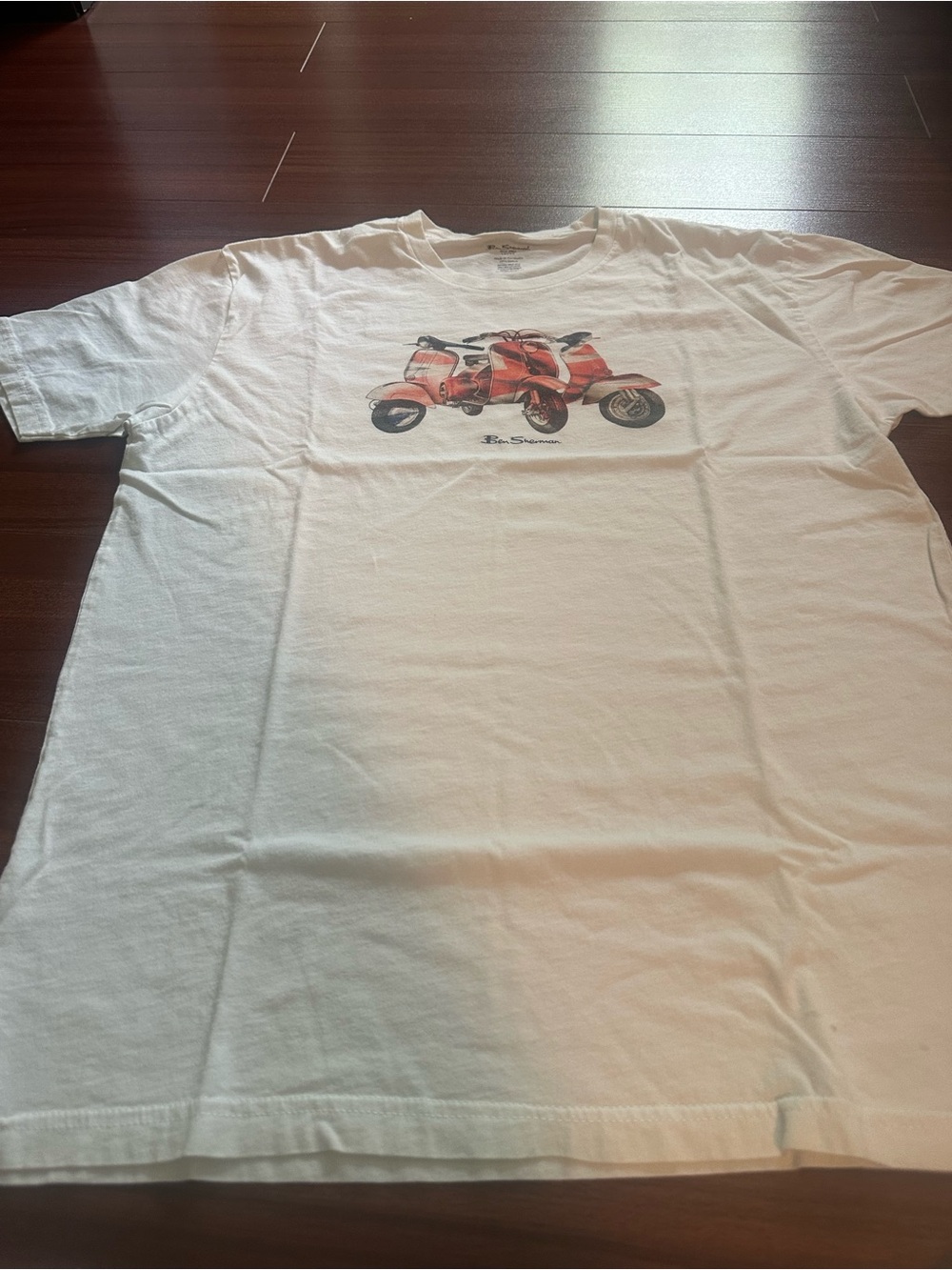 Ben Sherman White Tee with Red Scooter Graphic